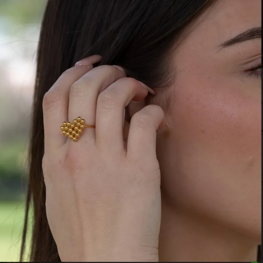 18K Gold Plated STAINLESS STEEL Heart Ring